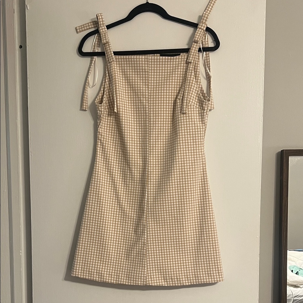 Zara Beige Checkered Mini Dress